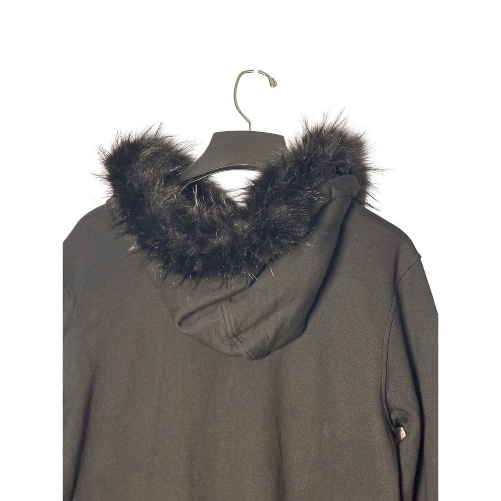 Opening Ceremony Mens Hoodie XS Black Faux Fur Trim Hood Zip Up Streetwear NEW - Picture 3 of 13